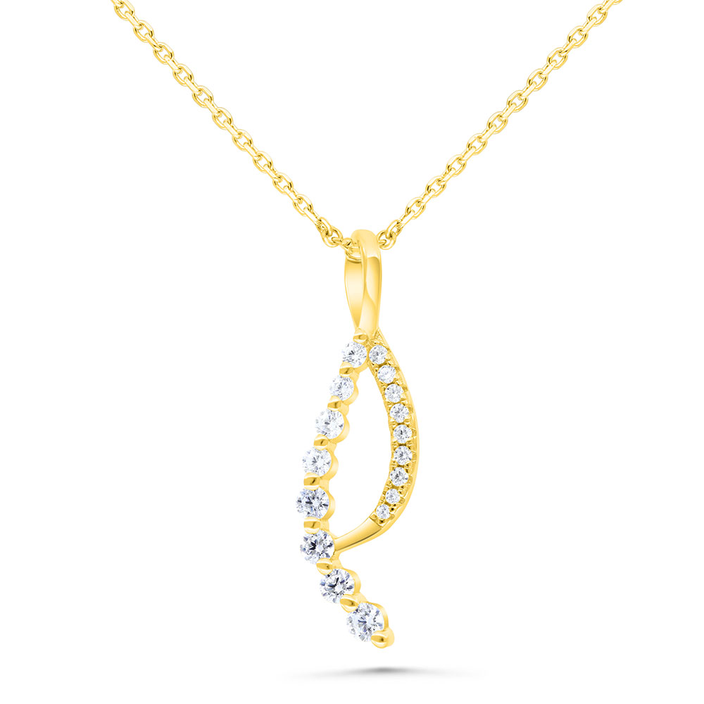 Sterling Silver 925 Necklace Gold Plated Embedded With White Zircon