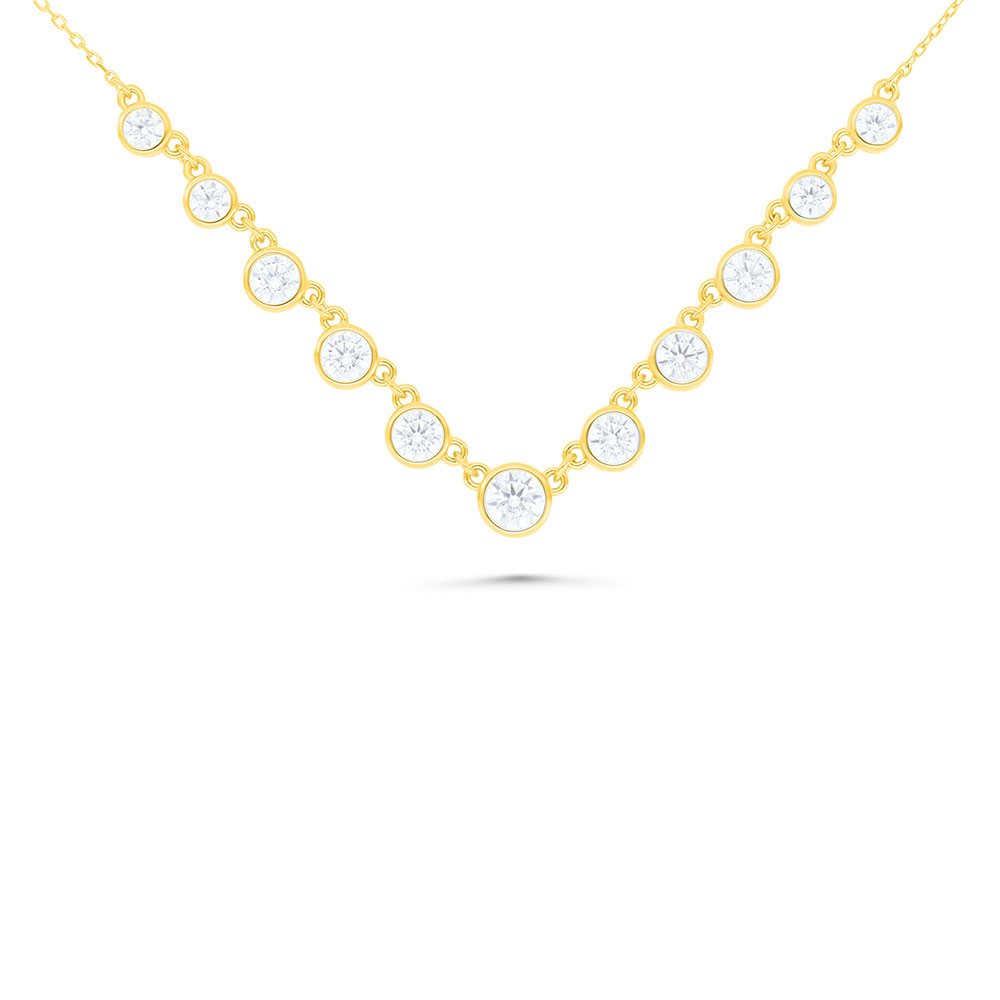 Sterling Silver 925 Necklace Gold Plated Embedded With White Zircon