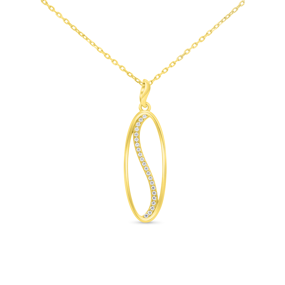 Sterling Silver 925 Necklace Gold Plated Embedded With White Zircon