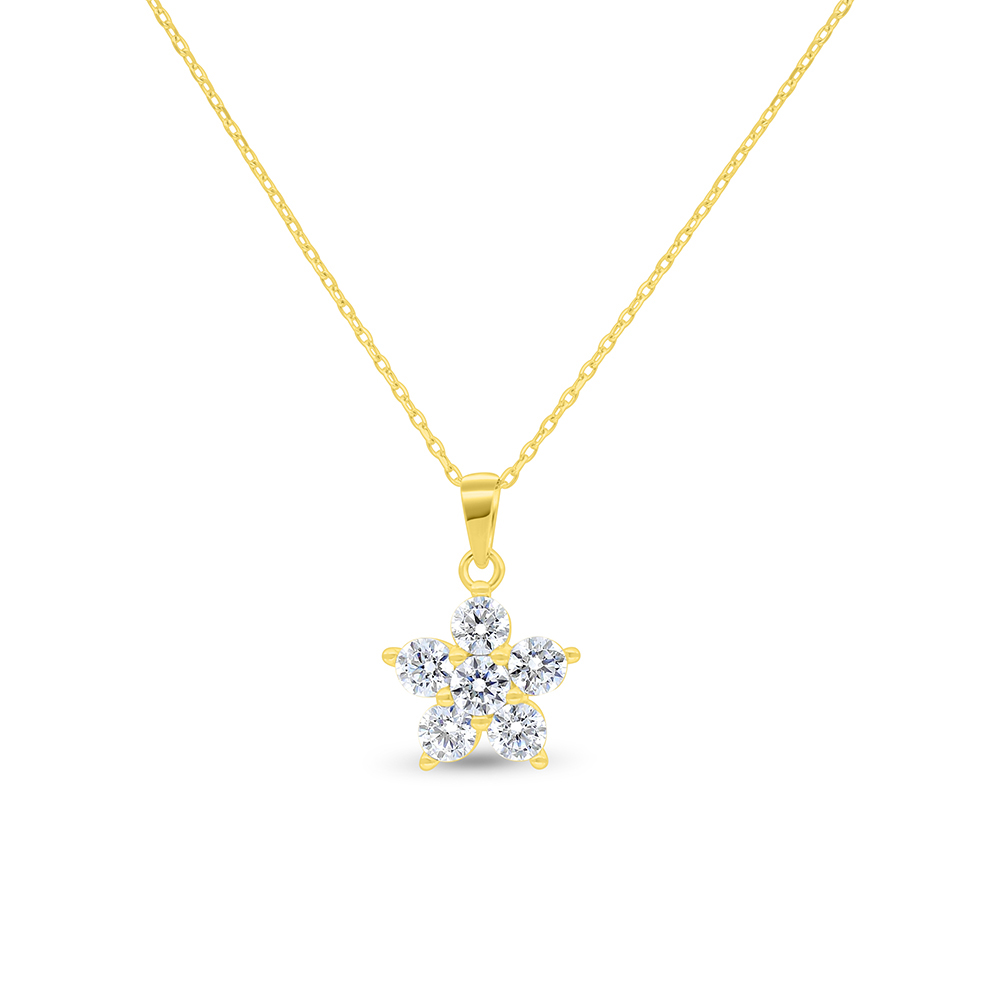 Sterling Silver 925 Necklace Gold Plated Embedded With White Zircon