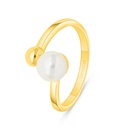 Sterling Silver 925 Ring Golden Plated Embedded With White Shell Pearl 