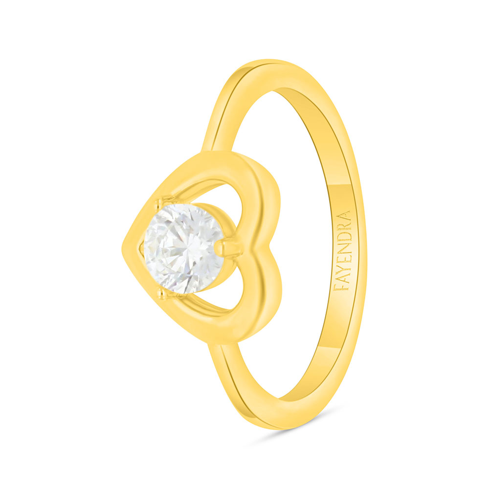 Sterling Silver 925 Ring Golden Plated Embedded With White Zircon