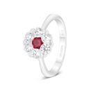 Sterling Silver 925 Ring Rhodium Plated Embedded With Ruby Corundum And White Zircon