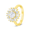 Sterling Silver 925 Ring Gold Plated Embedded With White Zircon