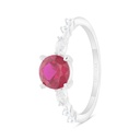 Sterling Silver 925 Ring Rhodium Plated Embedded With Ruby Corundum And White Zircon