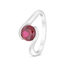 Sterling Silver 925 Ring Rhodium Plated Embedded With Ruby Corundum