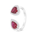 Sterling Silver 925 Ring Rhodium Plated Embedded With Ruby Corundum And White Zircon