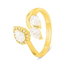 Sterling Silver 925 Ring Gold Plated Embedded With White Zircon