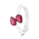 Sterling Silver 925 Ring Rhodium Plated Embedded With Ruby Corundum