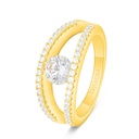 Sterling Silver 925 Ring Gold Plated Embedded With White Zircon