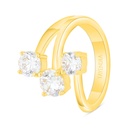 Sterling Silver 925 Ring Gold Plated Embedded With White Zircon