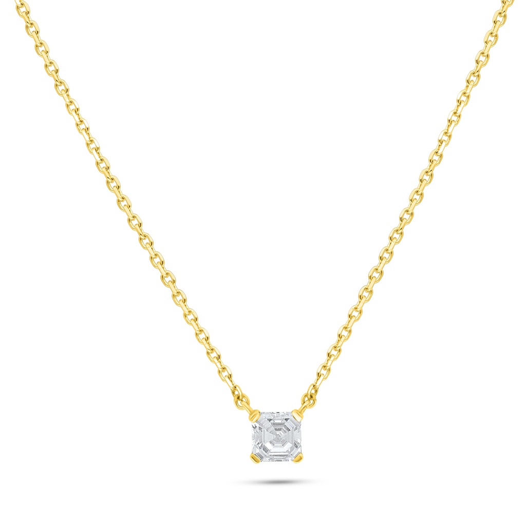 Sterling Silver 925 Necklace Golden Plated Embedded With White Zircon