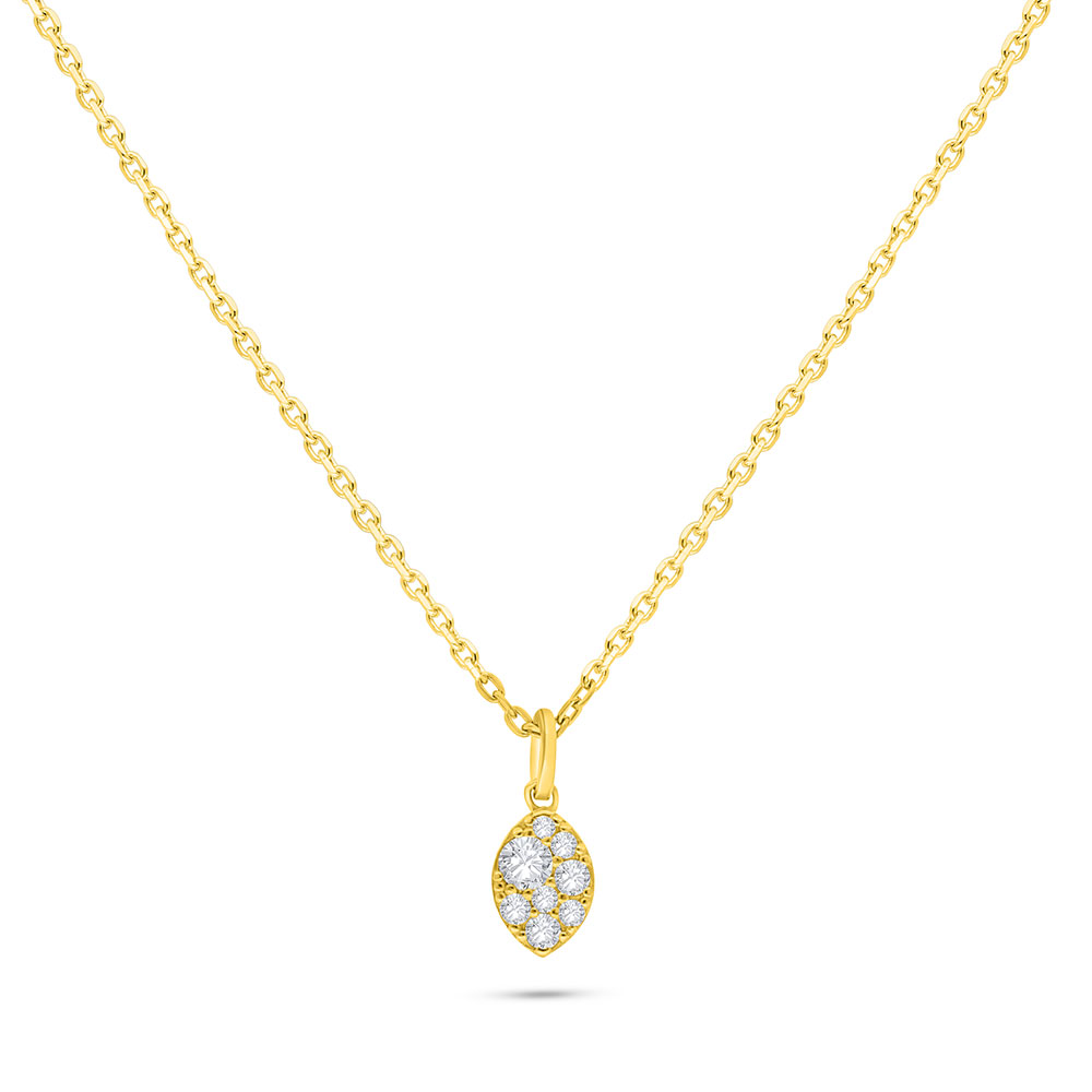 Sterling Silver 925 Necklace Golden Plated Embedded With White Zircon