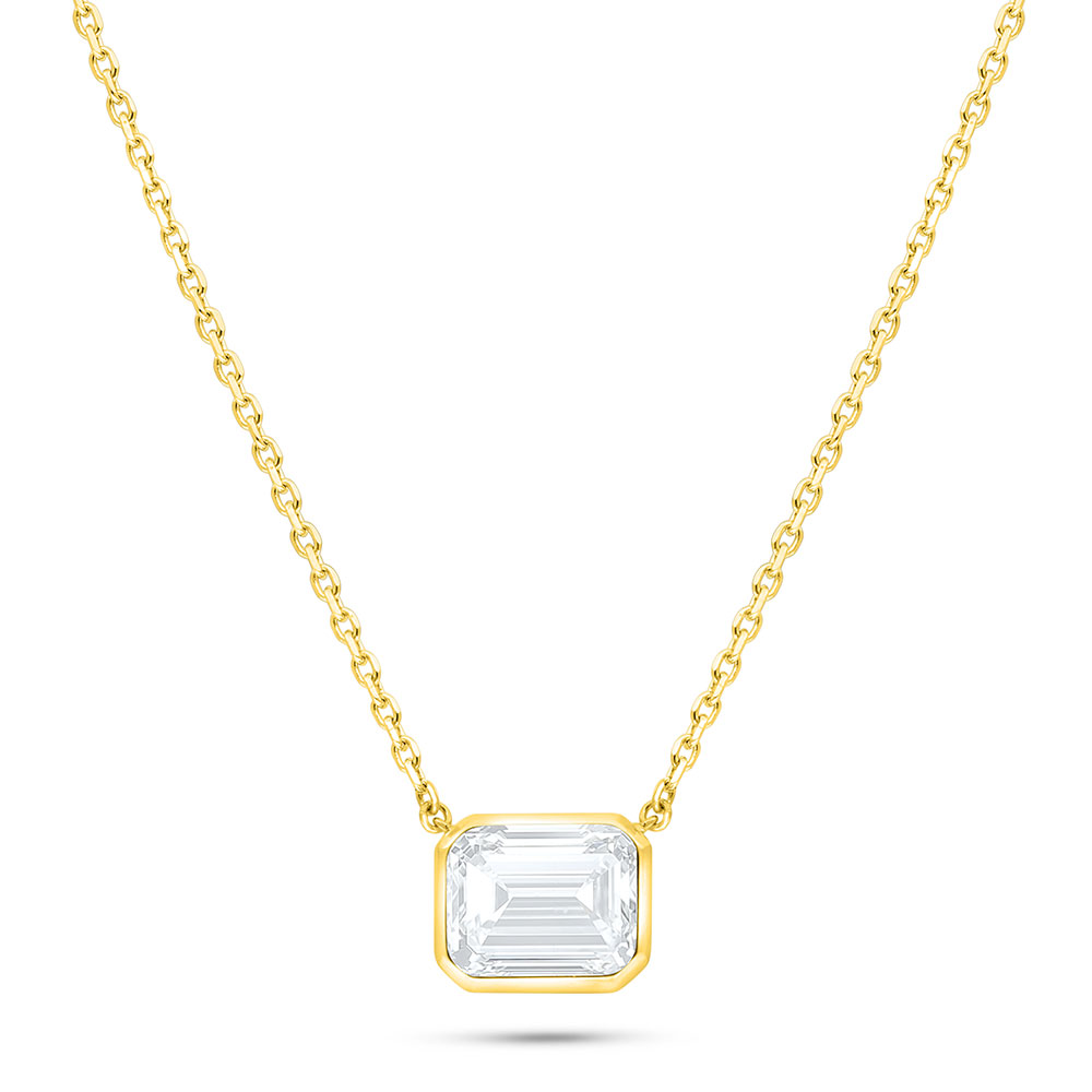 Sterling Silver 925 Necklace Golden Plated Embedded With White Zircon