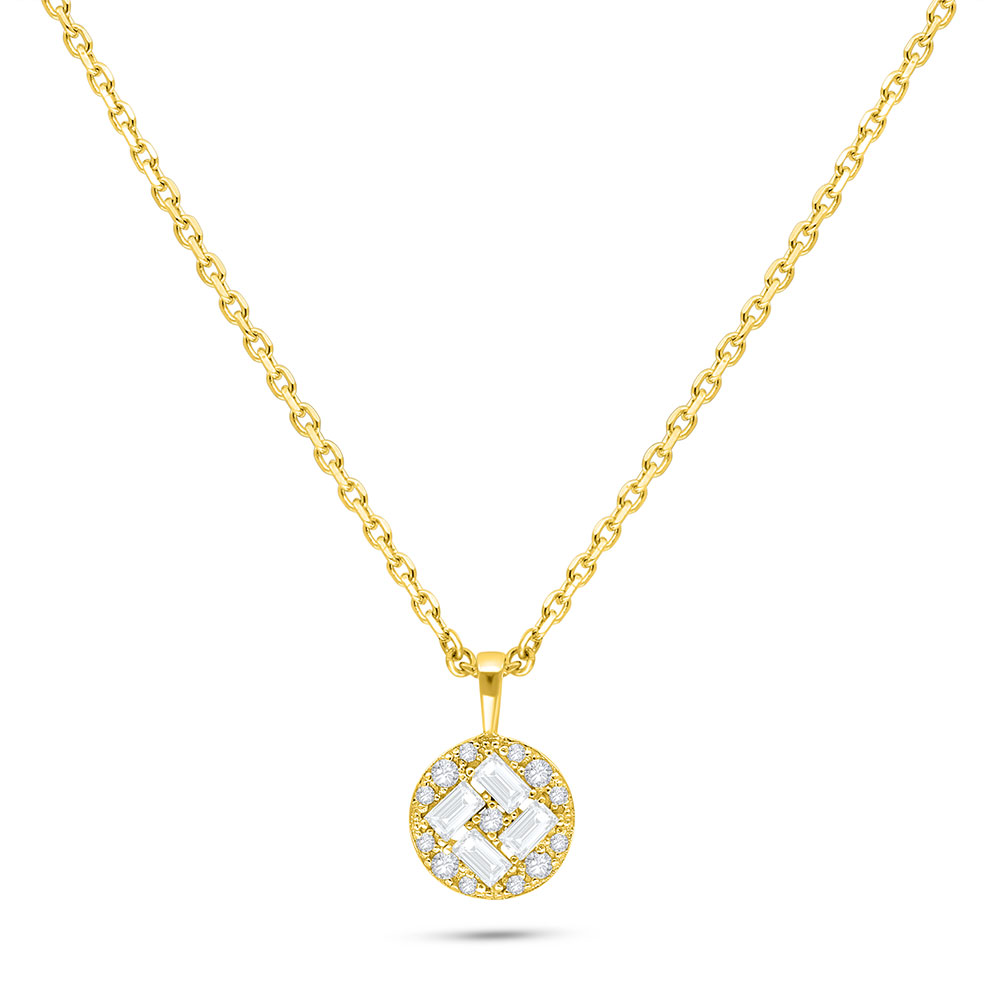 Sterling Silver 925 Necklace Golden Plated Embedded With White Zircon