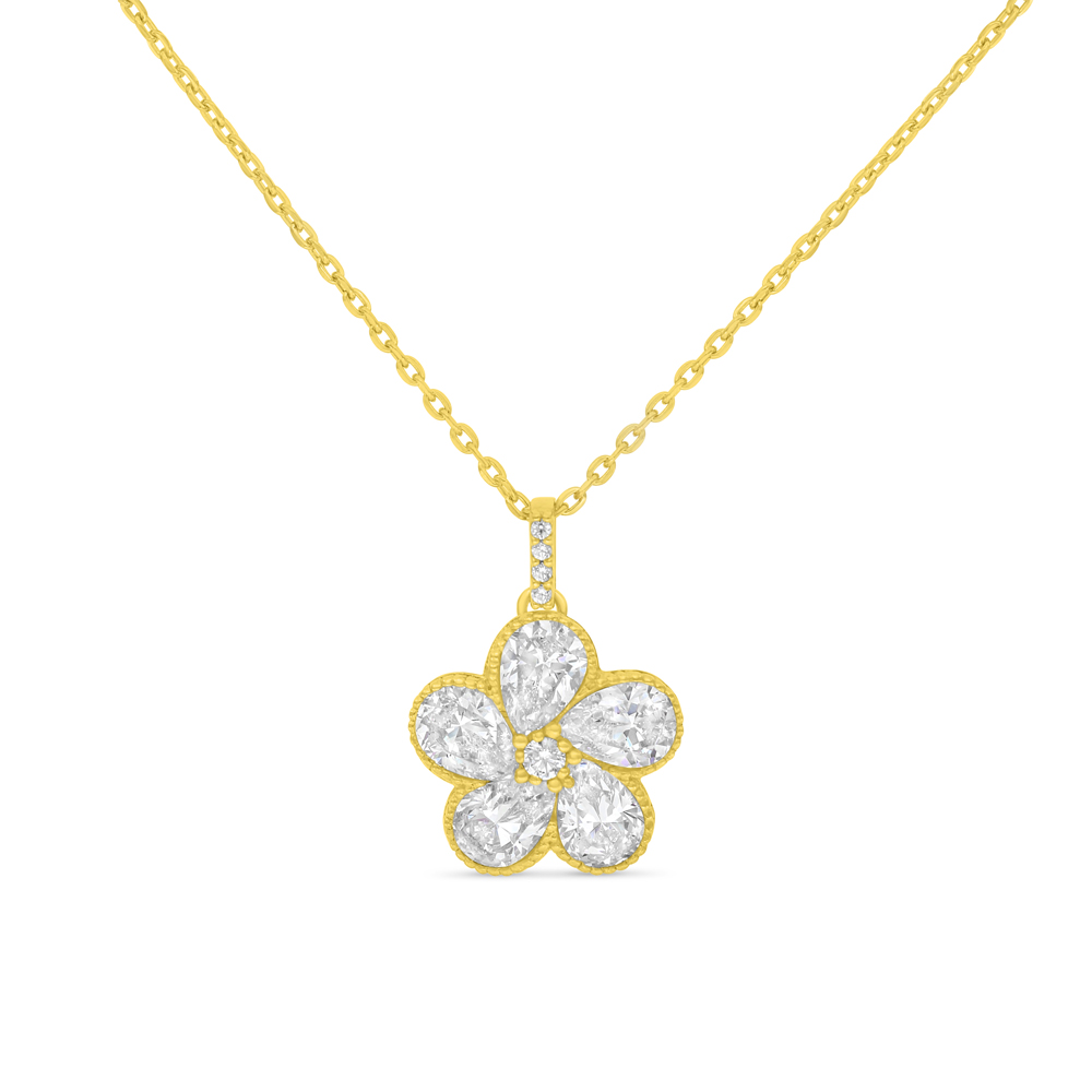 Sterling Silver 925 Necklace Golden Plated Embedded With White Zircon