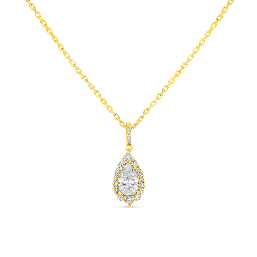 Sterling Silver 925 Necklace Golden Plated Embedded With White Zircon