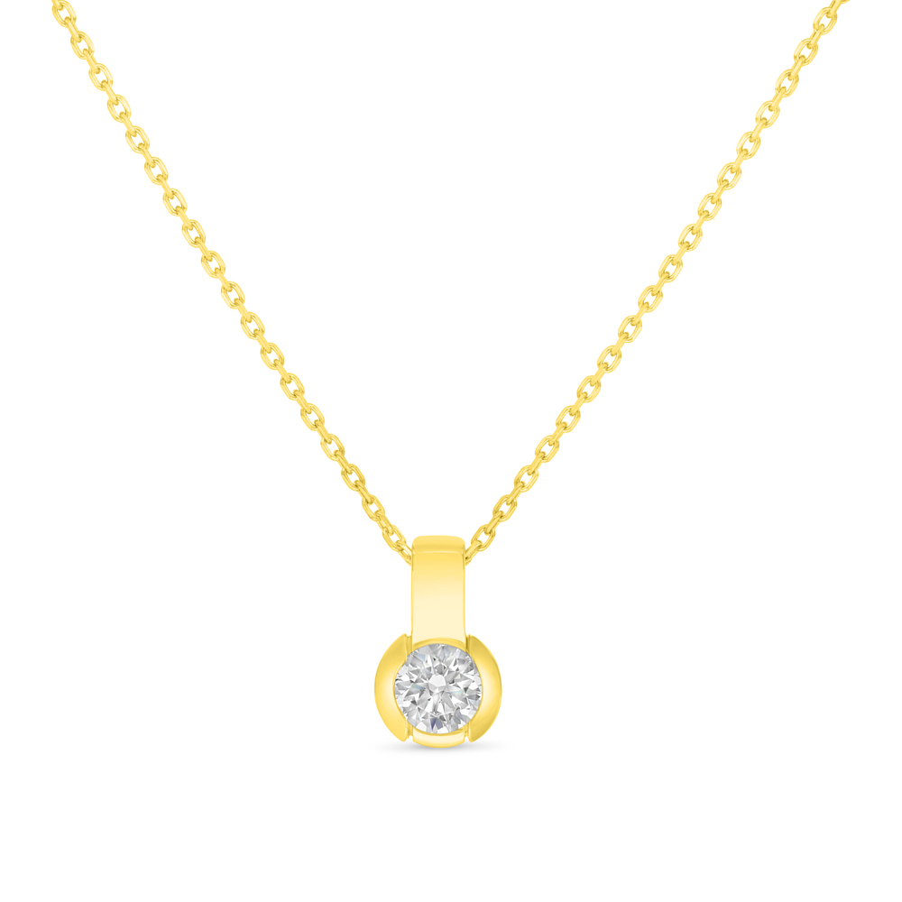 Sterling Silver 925 Necklace Golden Plated Embedded With White Zircon