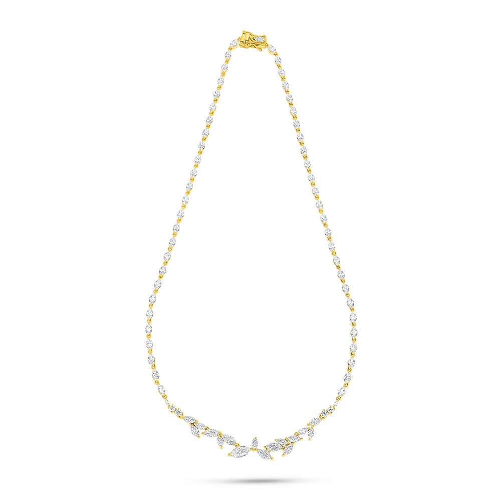 Sterling Silver 925 Necklace Golden Plated Embedded With White Zircon