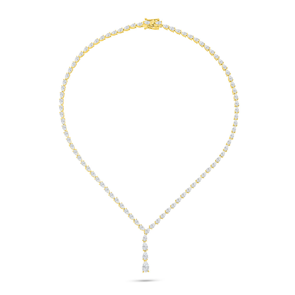 Sterling Silver 925 Necklace Golden Plated Embedded With White Zircon