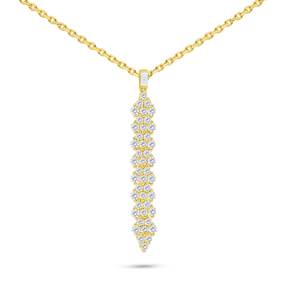 Sterling Silver 925 Necklace Golden Plated Embedded With White Zircon