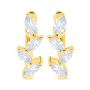 Sterling Silver 925 Earring Golden Plated Embedded With White Zircon