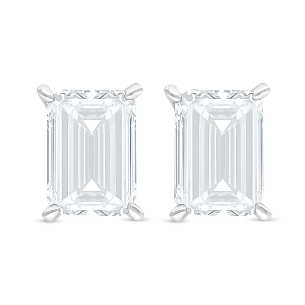 Sterling Silver 925 Earring Rhodium Plated Embedded With White Zircon