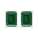 Sterling Silver 925 Earring Rhodium Plated Embedded With Emerald Zircon And White Zircon