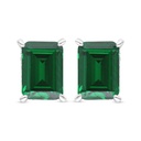 Sterling Silver 925 Earring Rhodium Plated Embedded With Emerald Zircon And White Zircon