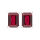 Sterling Silver 925 Earring Rhodium Plated Embedded With Ruby Corundum And White Zircon