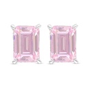 Sterling Silver 925 Earring Rhodium Plated Embedded With pink Zircon And White Zircon