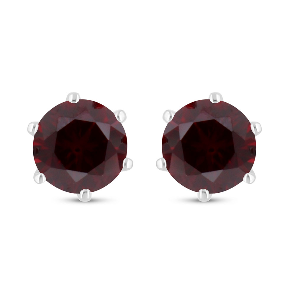 Sterling Silver 925 Earring Rhodium Plated Embedded With Ruby Corundum 