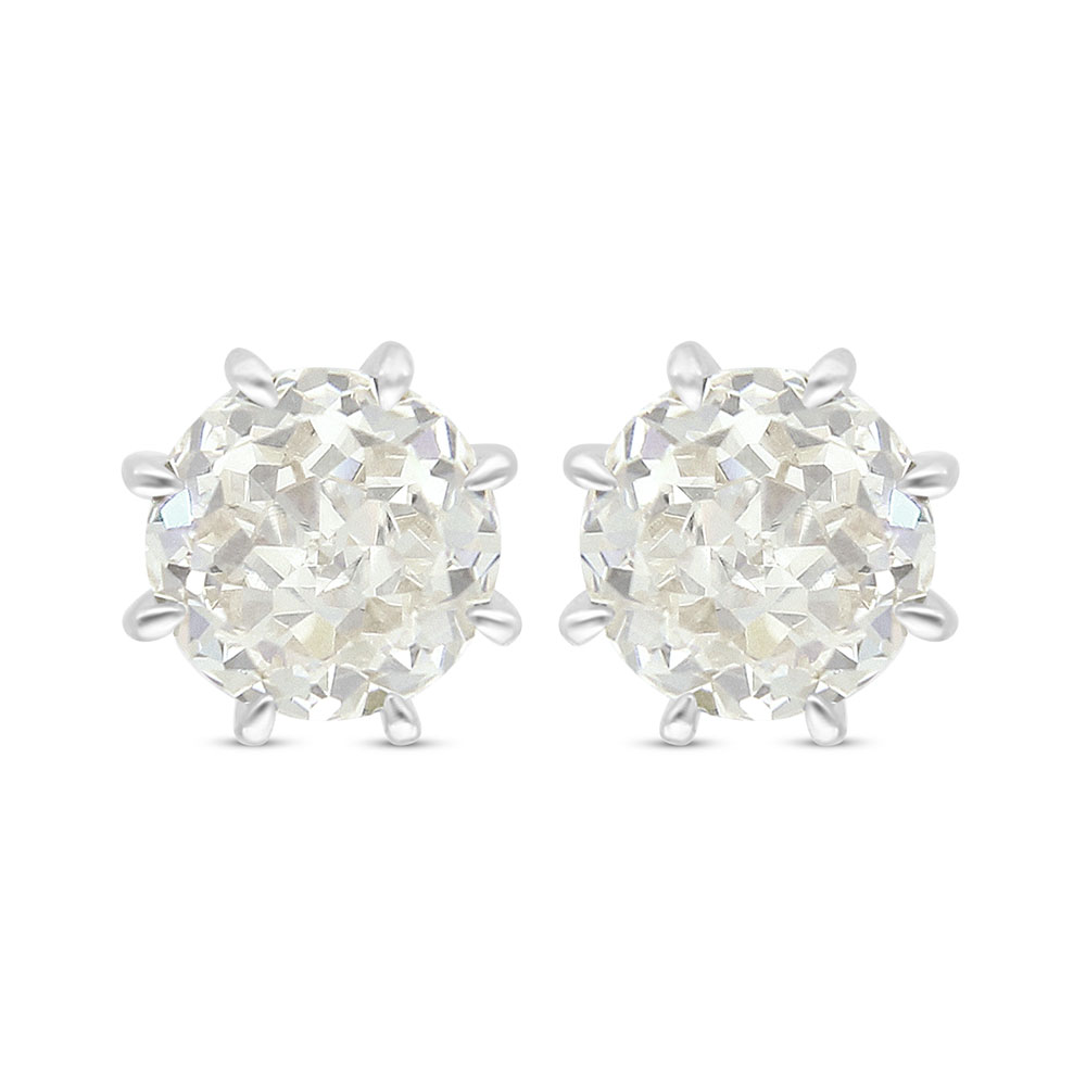 Sterling Silver 925 Earring Rhodium Plated Embedded With Yellow Diamond 