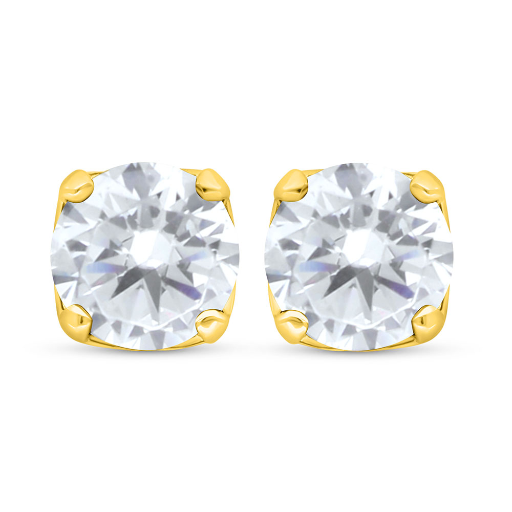 Sterling Silver 925 Earring Golden Plated Embedded With White Zircon