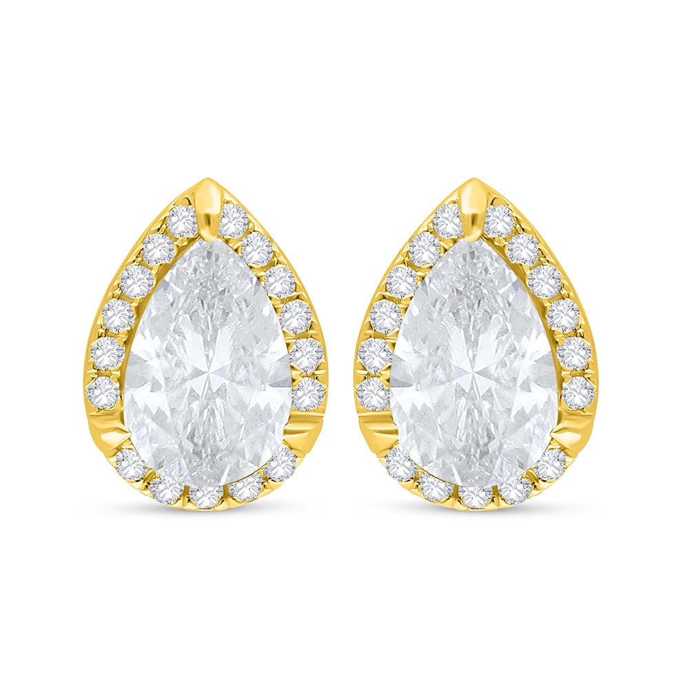 Sterling Silver 925 Earring Golden Plated Embedded With White Zircon