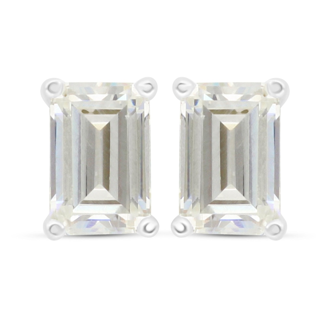 Sterling Silver 925 Earring Rhodium Plated Embedded With Yellow Diamond 