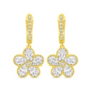 Sterling Silver 925 Earring Golden Plated Embedded With White Zircon