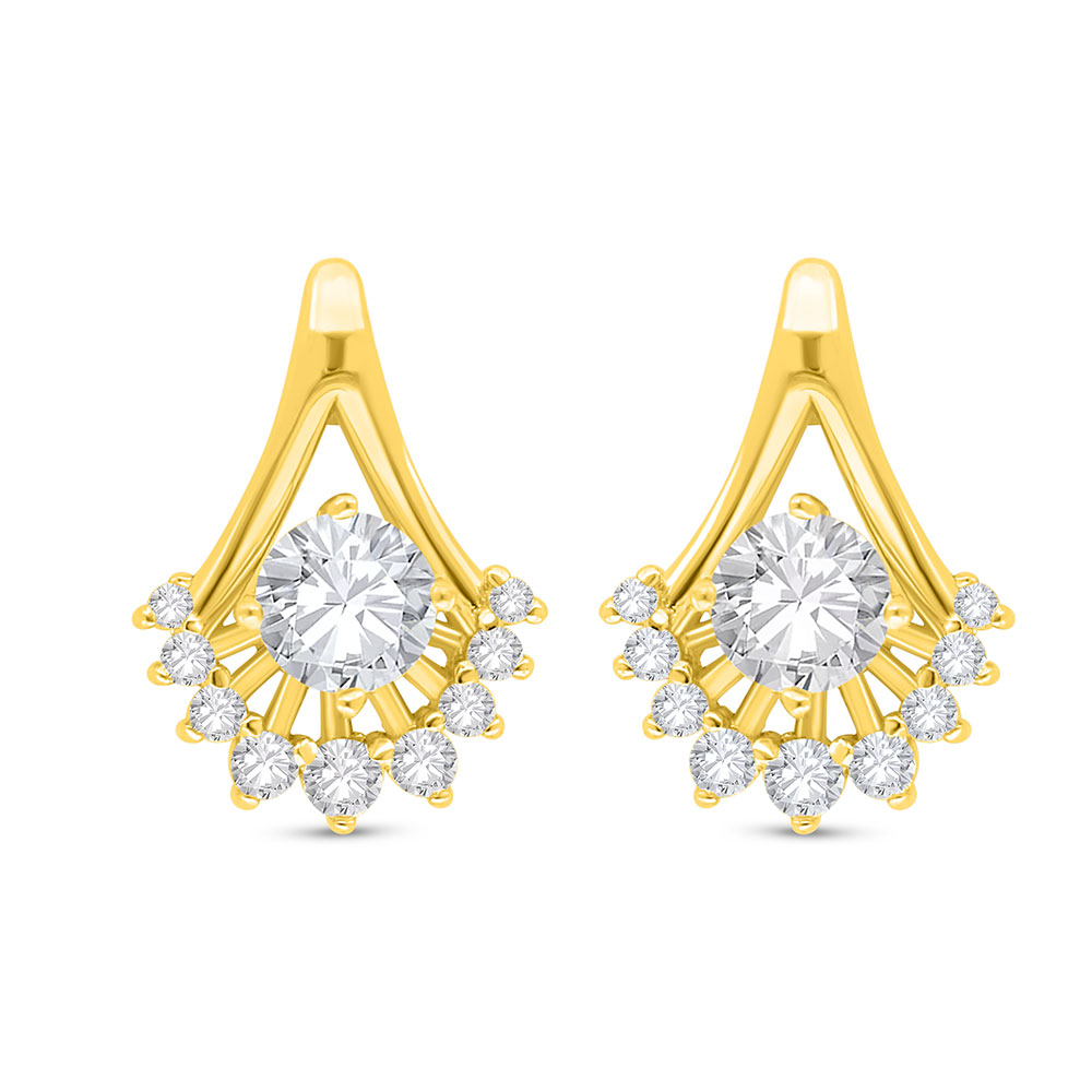 Sterling Silver 925 Earring Golden Plated Embedded With White Zircon