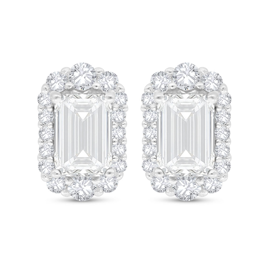 Sterling Silver 925 Earring Rhodium Plated Embedded With White Zircon