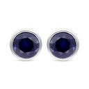 Sterling Silver 925 Earring Rhodium Plated Embedded With Sapphire Corundum And White Zircon