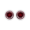 Sterling Silver 925 Earring Rhodium Plated Embedded With Ruby Corundum And White Zircon