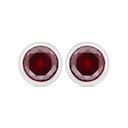 Sterling Silver 925 Earring Rhodium Plated Embedded With Ruby Corundum And White Zircon