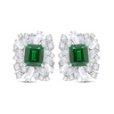 Sterling Silver 925 Earring Rhodium Plated Embedded With Emerald Zircon And White Zircon