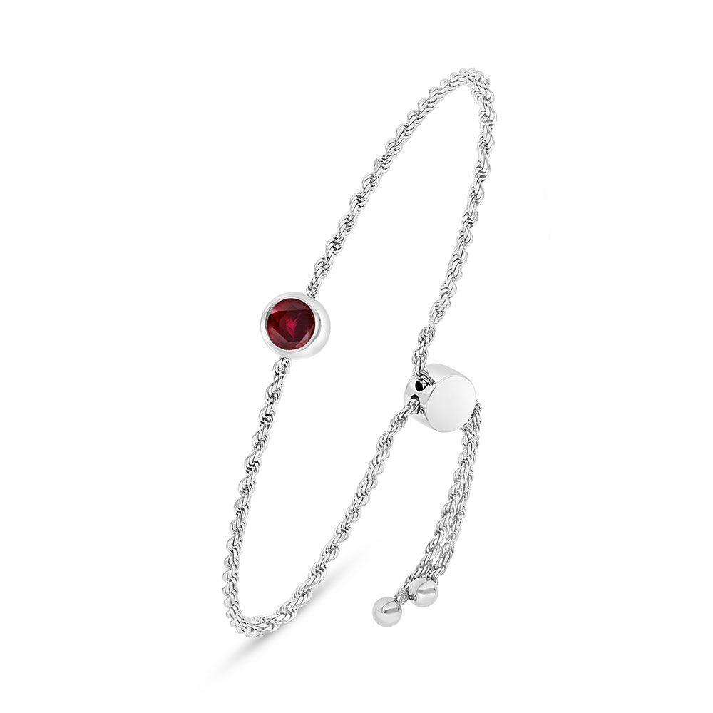 Sterling Silver 925 Bracelet Rhodium Plated Embedded With Ruby Corundum 