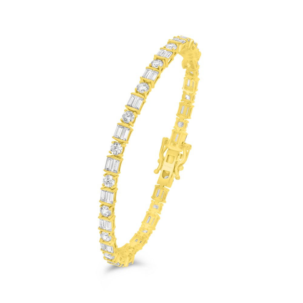 Sterling Silver 925 Bracelet Golden Plated Embedded With White Zircon