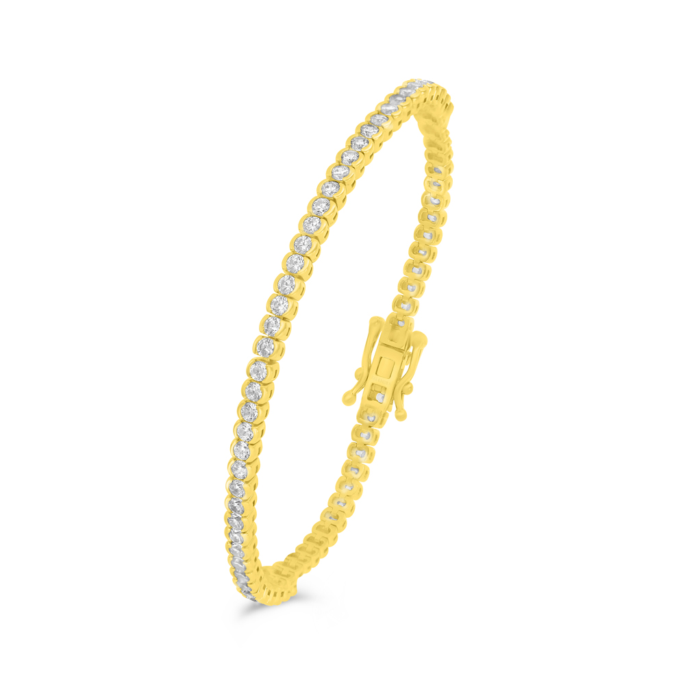 Sterling Silver 925 Bracelet Golden Plated Embedded With White Zircon