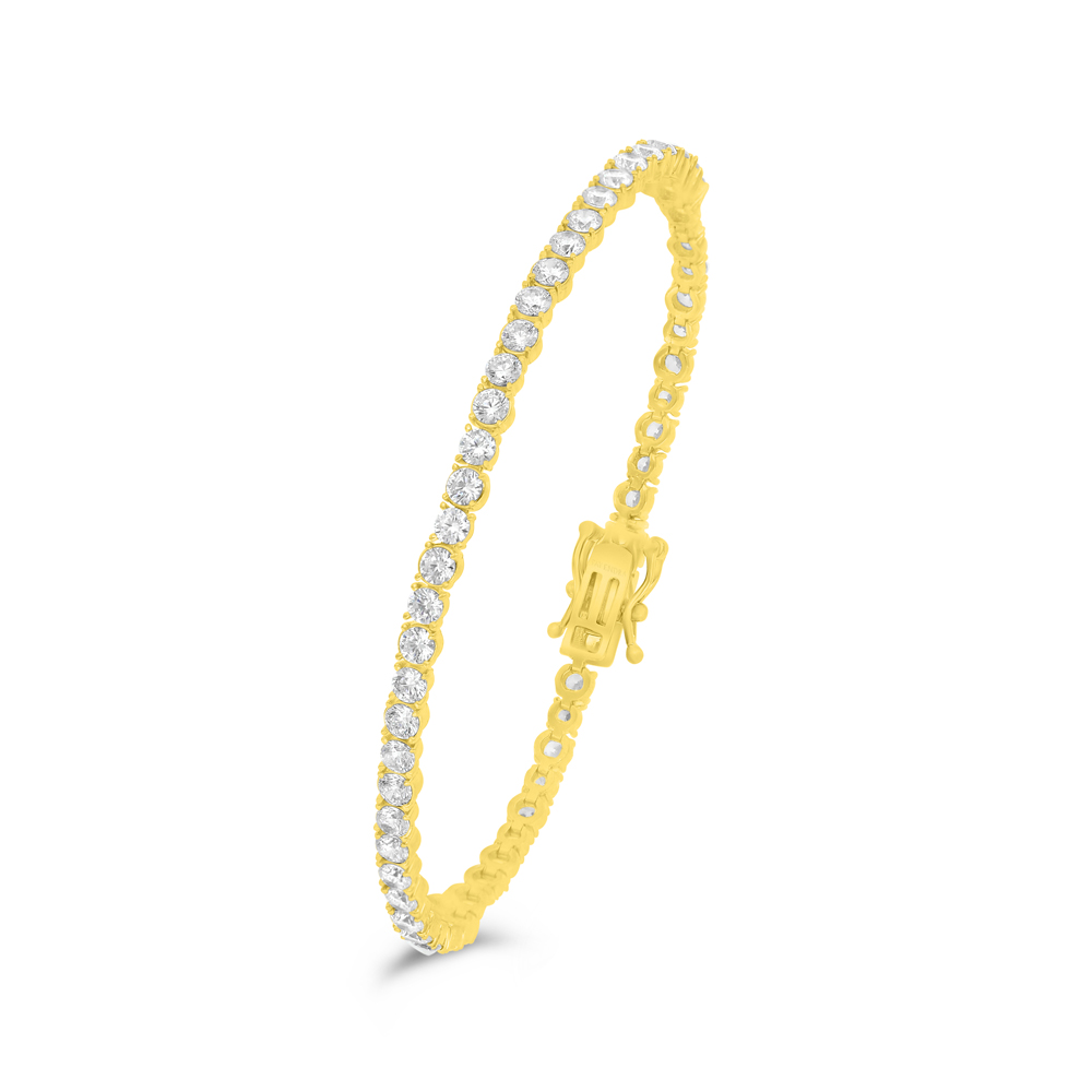 Sterling Silver 925 Bracelet Golden Plated Embedded With White Zircon