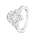 Sterling Silver 925 Ring Rhodium Plated Embedded With Yellow Diamond And White Zircon