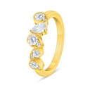 Sterling Silver 925 Ring Golden Plated Embedded With White Zircon