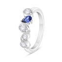 Sterling Silver 925 Ring Rhodium Plated Embedded With Sapphire Corundum And White Zircon